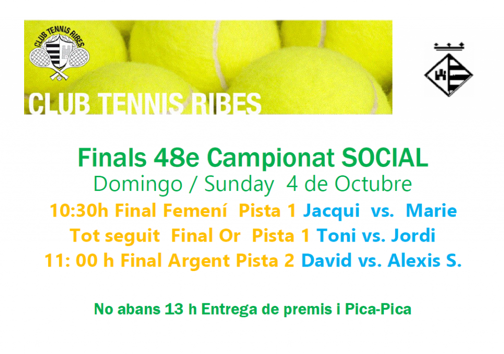 Finals 48e Campionat SOCIAL Diumenge 4 Octubre