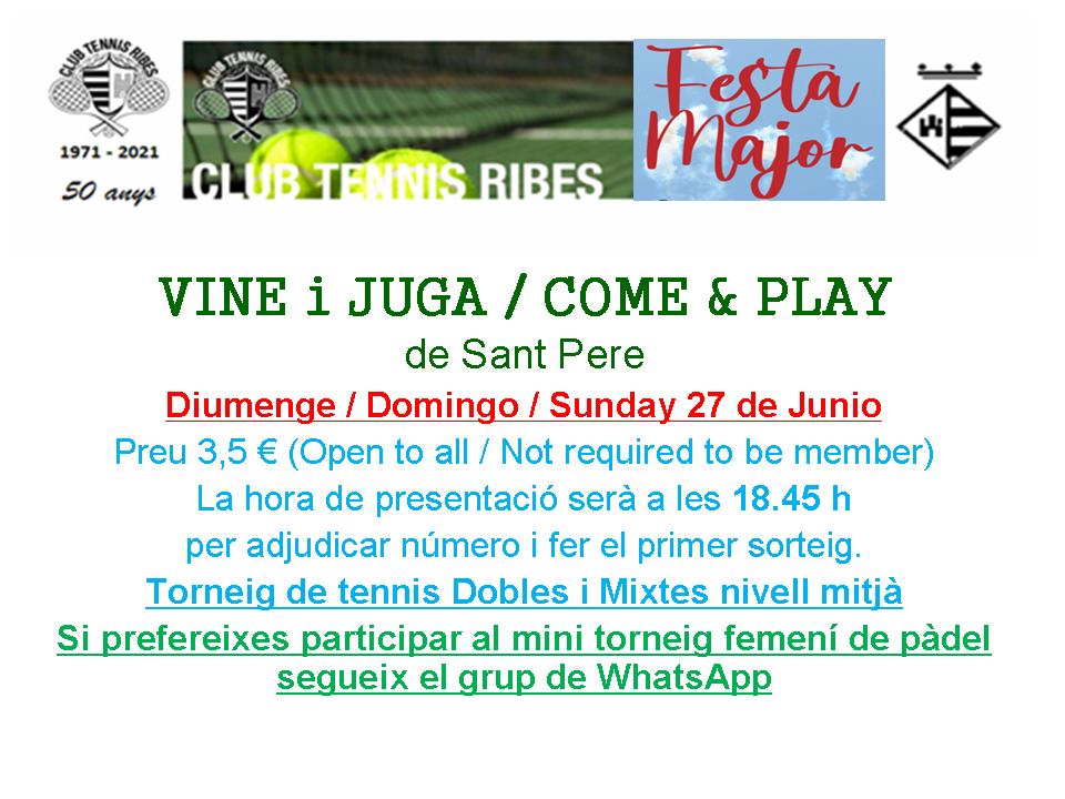 Vina i juga 27 de juny de 19- 21h