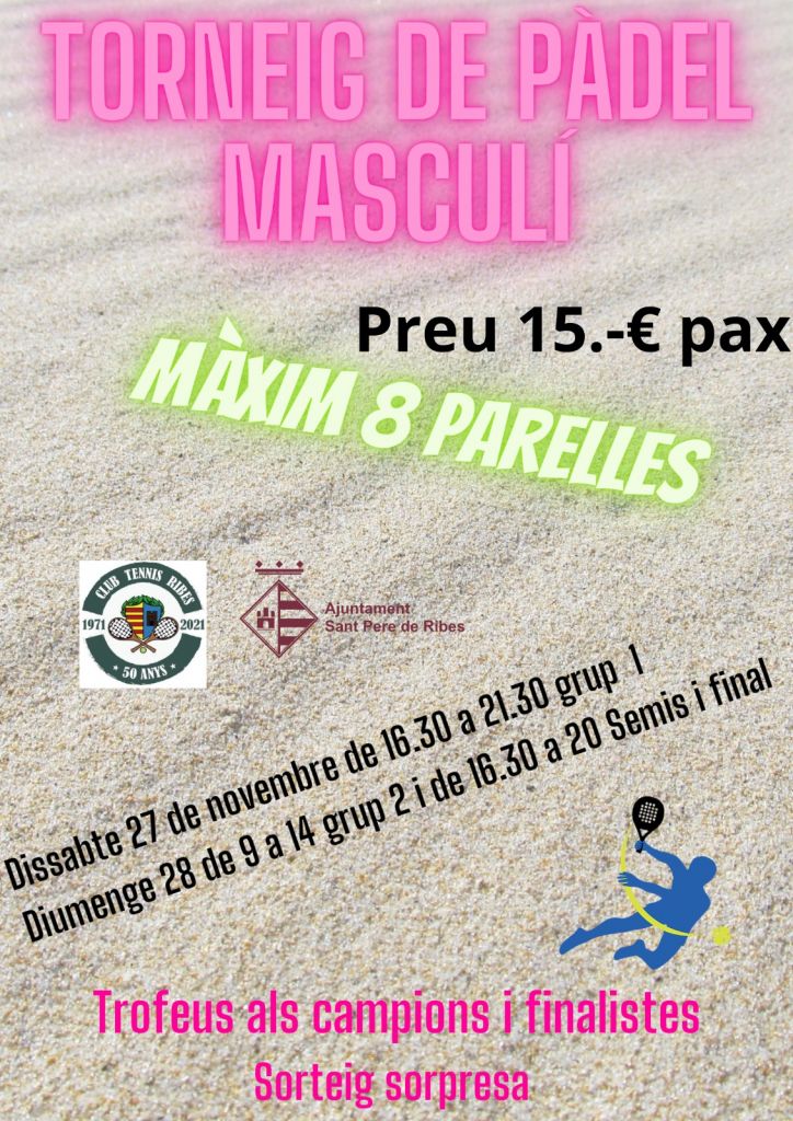 TORNEIG de PÀDEL MASCULÍ 27 i 28 de novembre